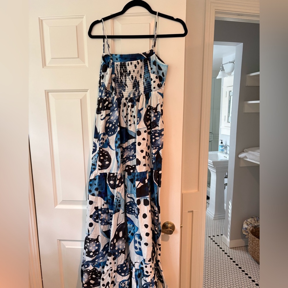 FARM Rio Blue and White Sea print Maxi Dress - Picture 2 of 3
